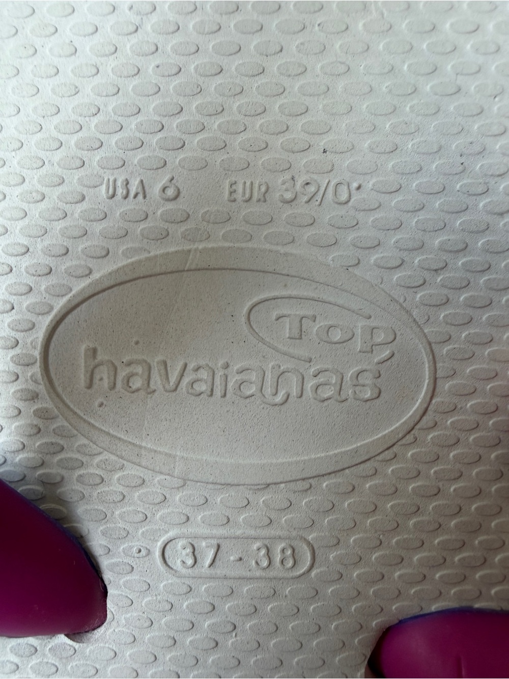 Havaianas White Flip Flops with Purple and Pink Straps - Picture 2 of 5